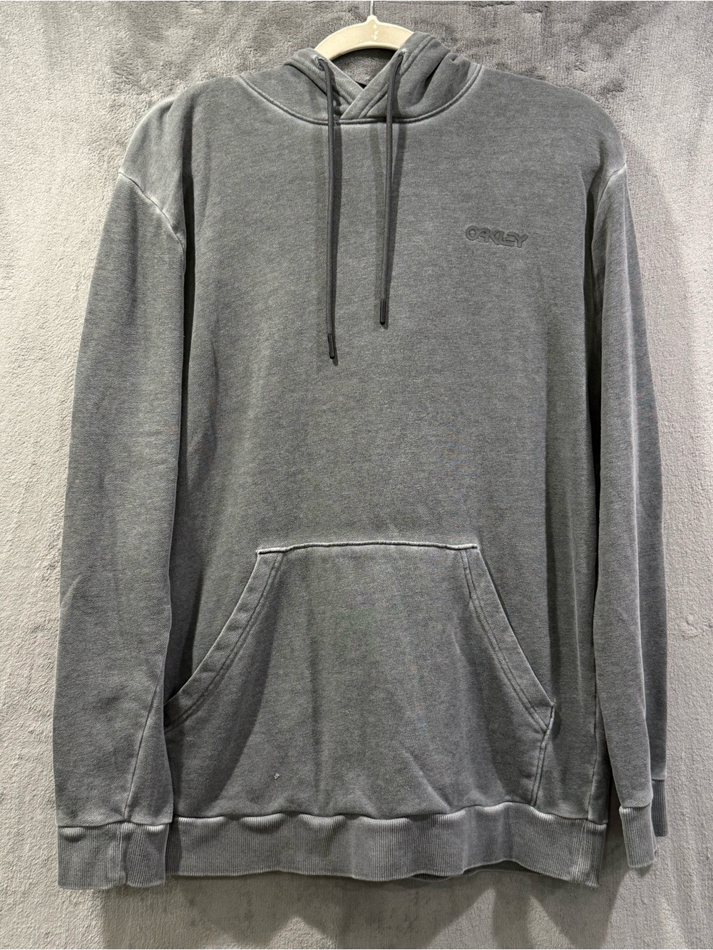 Oakley Hoodie Men's M Gray Washed Pullover Y2K Performance Wear